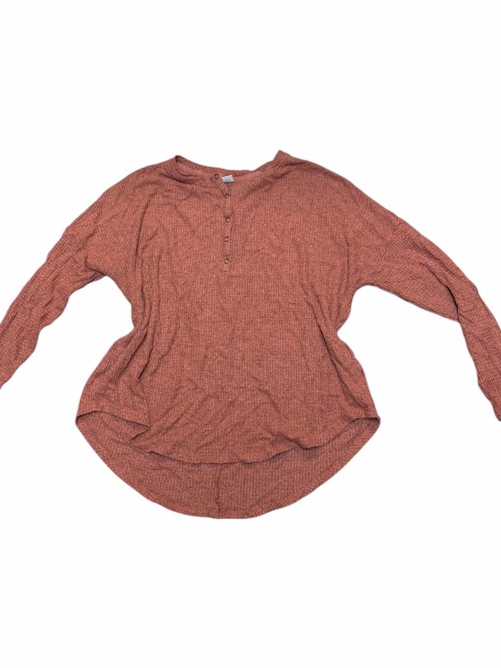 Old Navy Waffle-Knit Henley Long Sleeve Top in Rust